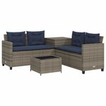 vidaXL Canapé de jardin avec table et coussins en forme de L gris