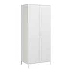 Armoire étagère meuble de rangement métallique 180 x 76 x 50 cm acier blanc 03_0008915
