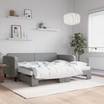 vidaXL Lit de jour avec gigogne et matelas gris clair 90x200 cm tissu