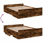 vidaXL Cadre de lit et tiroirs chêne fumé 120x200 cm bois d'ingénierie