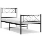 vidaXL Cadre de lit métal sans matelas avec pied de lit noir 75x190 cm