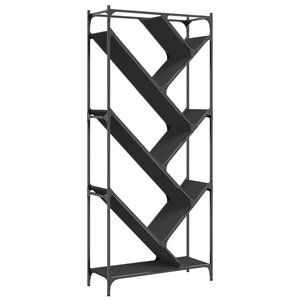 vidaXL Bibliothèque noir 79x30x180 cm bois d'ingénierie et métal