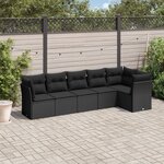 vidaXL Salon de jardin 6 Pièces avec coussins noir résine tressée