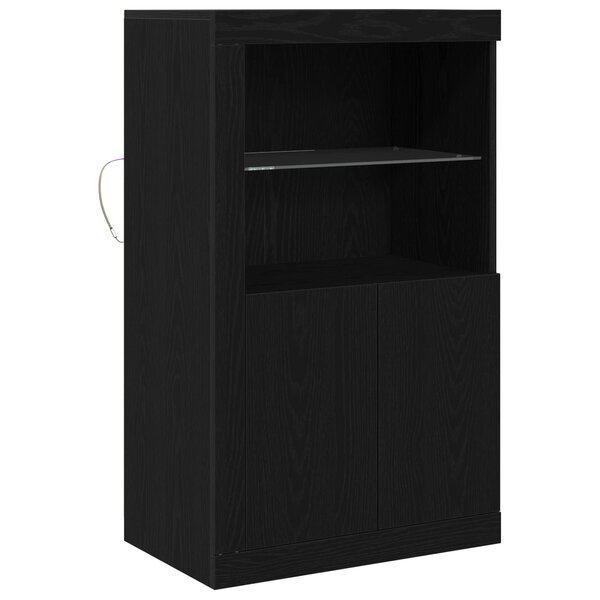 vidaXL Buffet LED Chêne noir 60 5 x 37 x 100 cm Bois d'ingénierie
