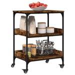 vidaXL Chariot de cuisine chêne fumé 60x41x80 5 cm bois d'ingénierie
