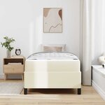 vidaXL Cadre de lit avec matelas Crème 90 x 190 cm Faux cuir