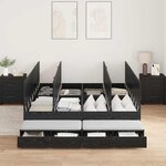 vidaXL Cadre de lit avec rangement Chêne noir 140 cm Bois d'ingénierie