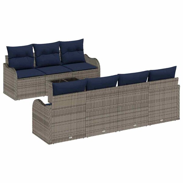 vidaXL Ensemble de Canapés avec coussin 8 Pièces Gris polyrotin