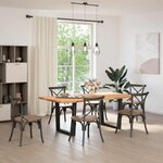 vidaXL Table à manger avec bord naturel 200x100x74cm bois massif chêne