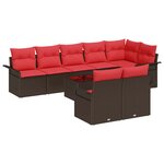 vidaXL Ensemble de canapé de jardin 9 Pièces Marron Poly rotin