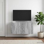 vidaXL Meuble TV mural 59 5 x 31 x 30 cm Sonoma gris Bois d'ingénierie