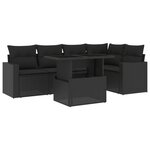 vidaXL Salon de jardin 6 Pièces avec coussins noir résine tressée