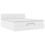 vidaXL Cadre de lit ottoman et matelas blanc pur 200x200cm similicuir