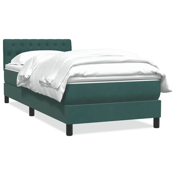 vidaXL Sommier à lattes de lit et matelas vert foncé 90x210 cm velours