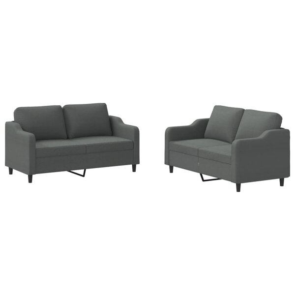 vidaXL Ensemble de canapés 2 Pièces avec coussins Gris foncé Tissu