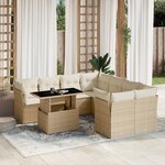 vidaXL Salon de jardin avec coussins 9 Pièces beige résine tressée