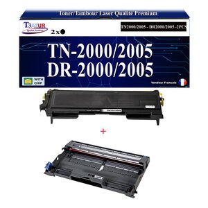 Kit Tambour+Toner compatible avec Brother TN2000  TN2005  DR2000  DR2005 pour Brother FAX 2820  2825  2920 - 2 500 pages - T3AZUR