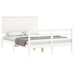 vidaXL Cadre de lit sans matelas blanc 140x190 cm bois massif
