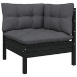 Salon de jardin meuble d'extérieur ensemble de mobilier 10 pièces avec coussins noir bois de pin 02_0015099