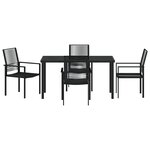 vidaXL Set de 5 pièces de salle à manger de jardin noir en rotin PVC