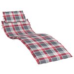 vidaXL Coussin de chaise longue à carreaux rouge 186x58x4 cm