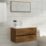 vidaXL Meuble lavabo avec bassin intégré Chêne fumé Bois d'ingénierie