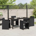 vidaXL Ensemble de salle à manger de jardin 5 pièces avec coussins Noir Rattan poly