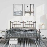 vidaXL Cadre de lit métal sans matelas avec pied de lit noir 135x190cm