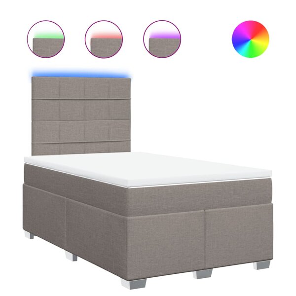 vidaXL Sommier à lattes de lit avec matelas taupe 120x190 cm tissu