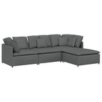 vidaXL Canapé modulaire et repose-pieds et coussins tissu gris foncé
