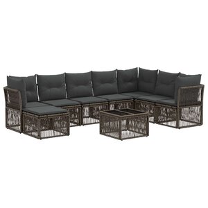 vidaXL Ensemble de canapé de jardin 9 Pièces Gris polyrotin