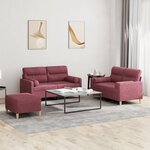 vidaXL Ensemble de canapés 3 Pièces avec coussins rouge bordeaux tissu