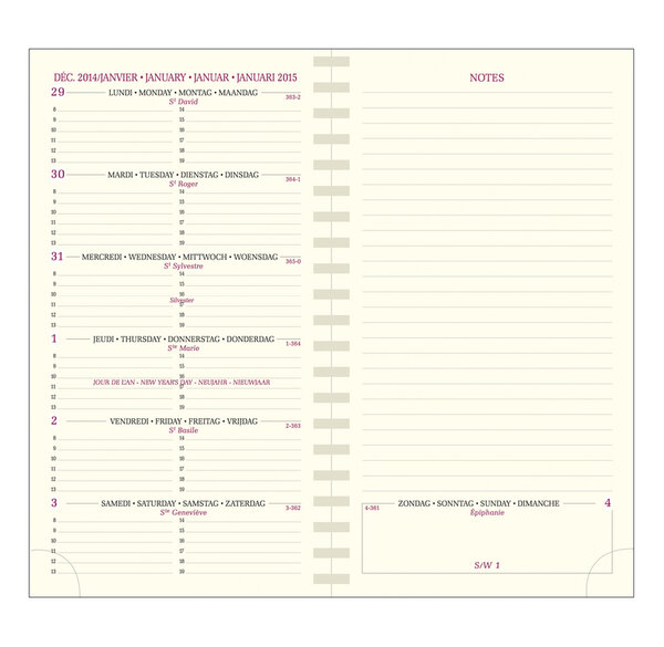 Recharge semainier poche Espace 16S spirale tranche répertoire 160x90 mm EXACOMPTA