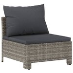 vidaXL Salon de jardin 3 Pièces avec coussins Gris Résine tressée