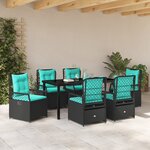 vidaXL Ensemble de 7 pièces de meubles de jardin en rattan poly noir