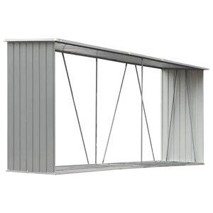 vidaXL Abri de stockage de bois Acier galvanisé 330x84x152 cm Gris