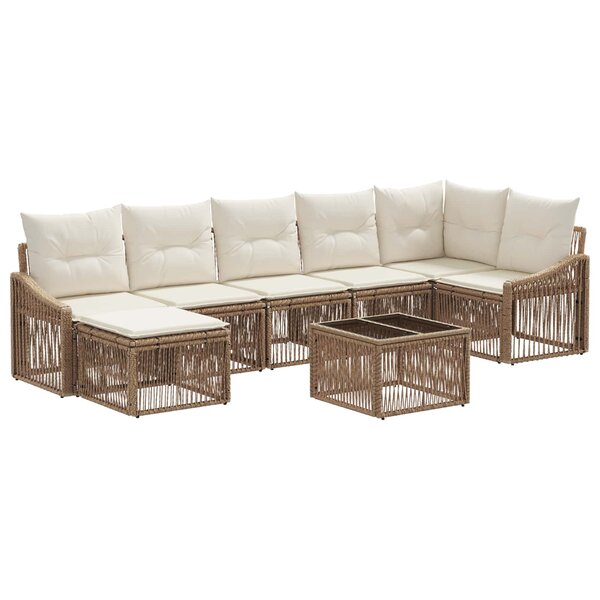 vidaXL Ensemble de canapé de jardin 8 Pièces Beige polyrotin