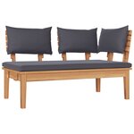 Ensemble de repas de jardin de 5 pièces avec coussins en bois massif d'acacia