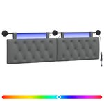 vidaXL Tête de lit suspendue Avec lumière LED Gris foncé Tissu