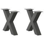 vidaXL Pieds de table basse en forme de X  2 pièces  anthracite  50 x (42-43) cm  acier