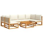 vidaXL Salon de jardin avec coussins 7 Pièces bois massif d'acacia