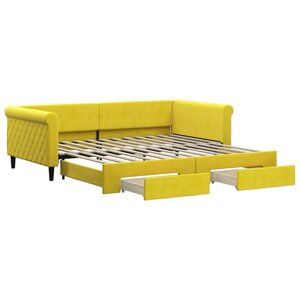 vidaXL Lit de jour avec gigogne et tiroirs jaune 100x200 cm velours