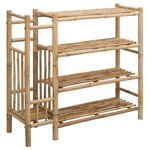 vidaXL Rack à chaussures avec étagère Naturel 88 x 27 x 80 cm Bambou