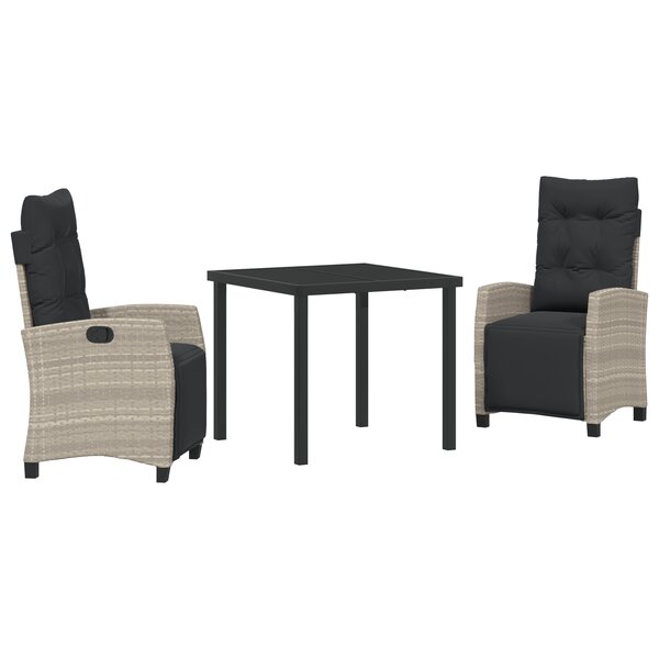 vidaXL Ensemble de jardin de 3 pièces Gris clair Poly Rattan