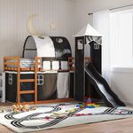 vidaXL Lit superposé sans matelas avec toboggan blanc noir 90x200 cm