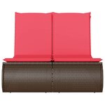 vidaXL Chaise longue double avec coussins marron résine tressée