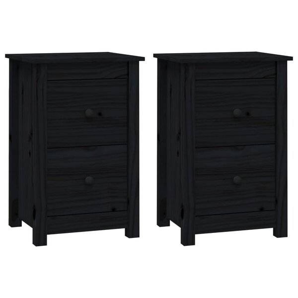 vidaXL Tables de chevet 2 Pièces Noir 40x35x61 5 cm Bois de pin massif