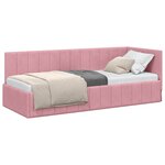 vidaXL Cadre de lit d'angle avec tête de lit Rose 80 cm x 200 cm tissu