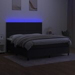 vidaXL Sommier à lattes de lit et matelas et LED Noir 180x200 cm Tissu
