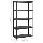 vidaXL Étagère de rangement à 5 niveaux Noir 183x45 7x185 cm Plastique